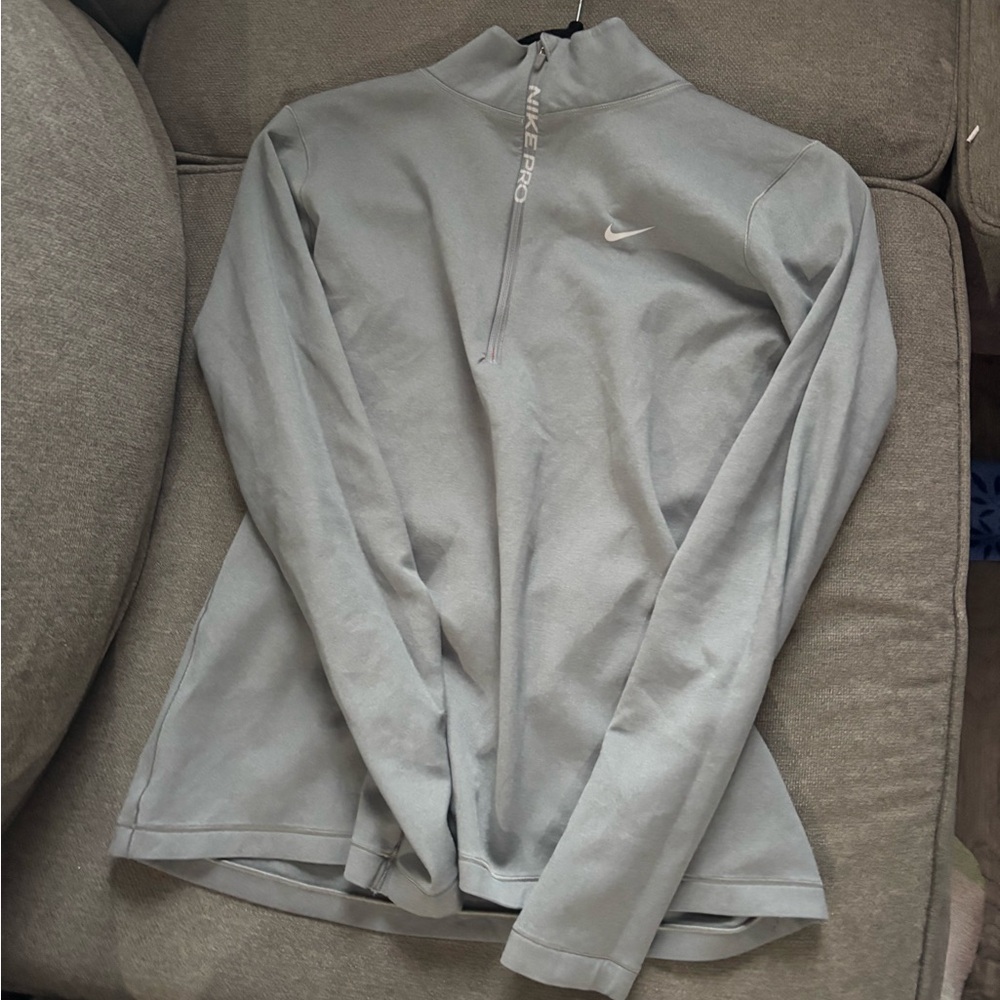 Nike Women's Light Gray Quarter-Zip Sweatshirt